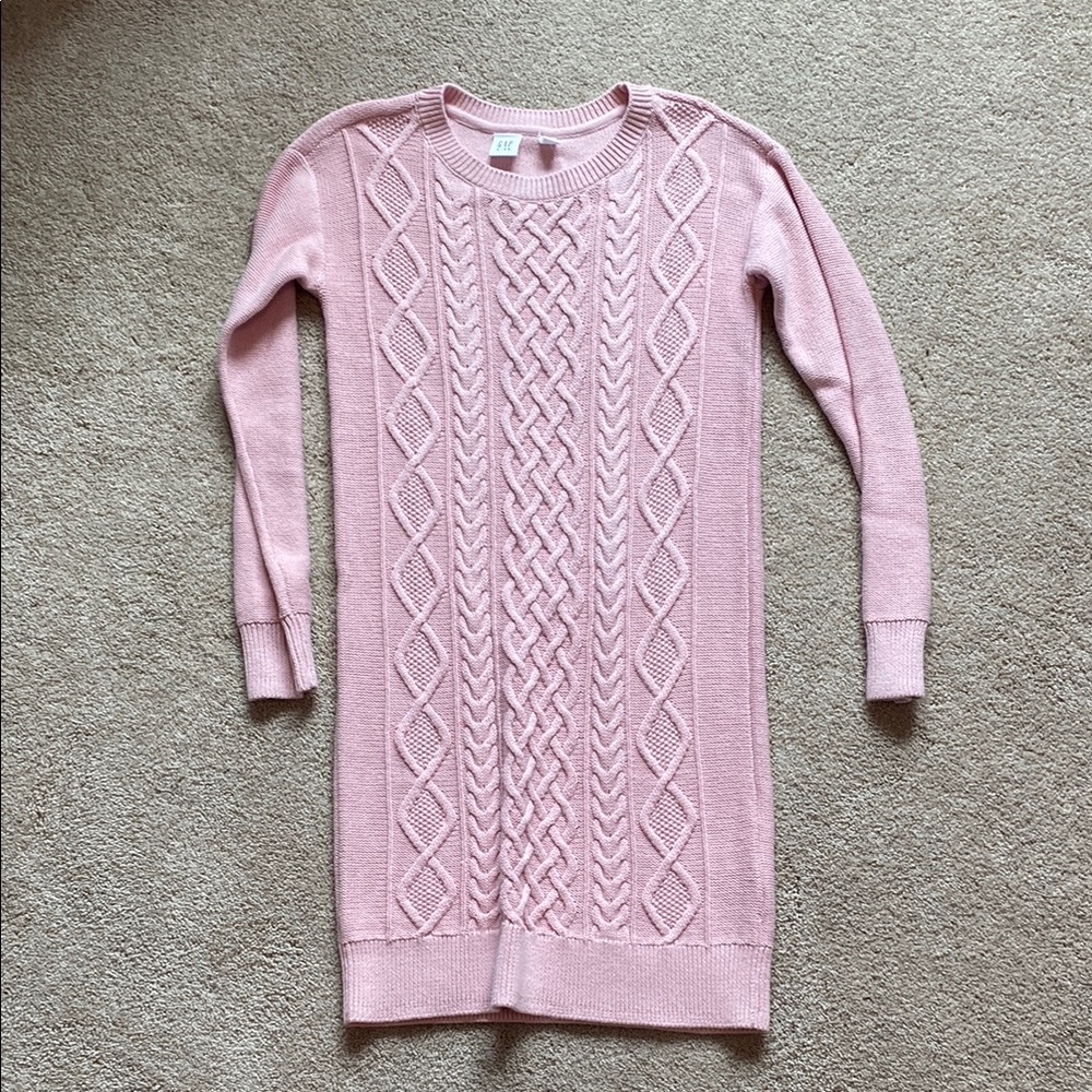 GAP Pink Long Sleeve Crew Neck Sweater Dress